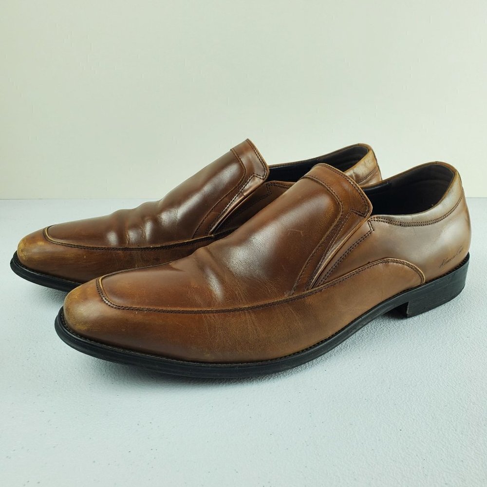 Kenneth Cole Len Leather Loafers Slip On Dress Shoes  Solid Men's Size 10 Brown